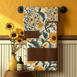 Vintage Art Nouveau Sunflower Pattern バスタオルセット