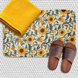 Vintage Art Nouveau Sunflower Pattern バスマット