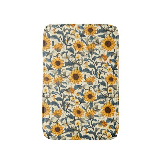 Vintage Art Nouveau Sunflower Pattern バスマット (正面縦)