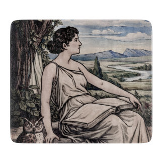 Vintage Art Nouveau Woman Reading Under Tree カッティングボード