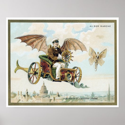 vintage art steam punk flying machines ポスター (正面)