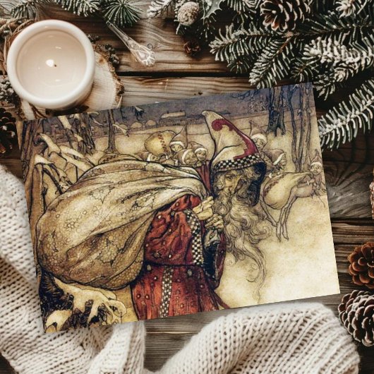 Vintage Arthur Rackham Christmas Santa Greetings シーズンカード
