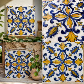 Vintage Artisan Classic Blue and Gold European  タイル