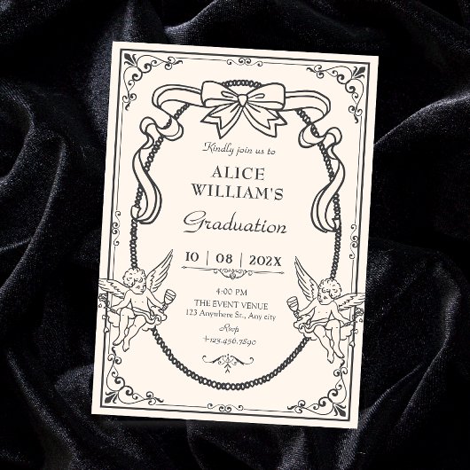 Vintage artistic baroque graduation 招待状