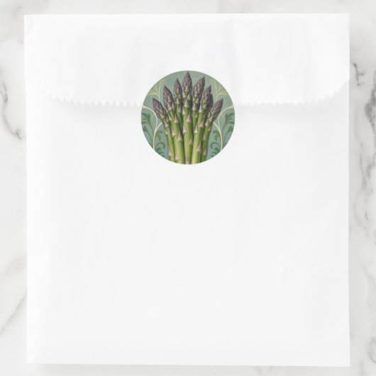 Vintage Asparagus Art Nouveau Style Kitchen Art ラウンドシール (バッグ)