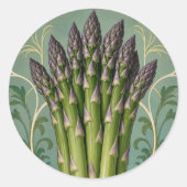Vintage Asparagus Art Nouveau Style Kitchen Art ラウンドシール (正面)