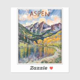 Vintage Aspen Colorado Maroon Bells Landscape シール