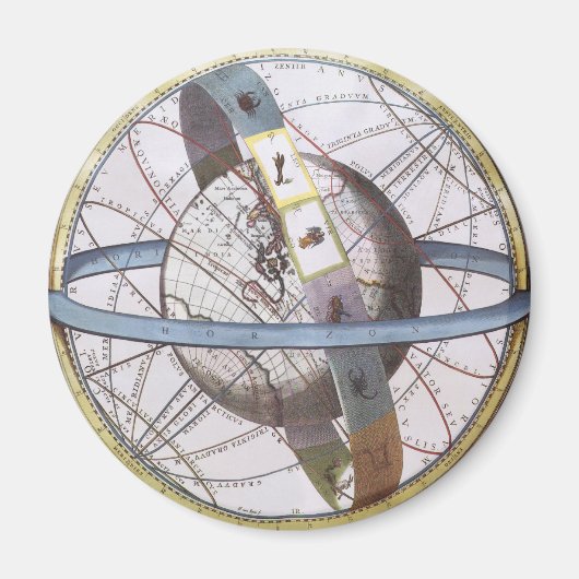 Vintage Astronomy, Celestial Planisphere Zodiac マグネット (正面)
