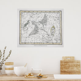 Vintage Astronomy Constellations Celestial Map  ポスター