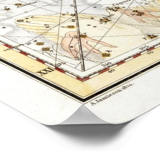 Vintage Astronomy Constellations Map ポスター (角)