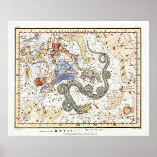 Vintage Astronomy Constellations Map ポスター