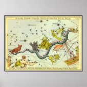Vintage Astronomy, Hydra Snake Constellation Stars ポスター (正面)