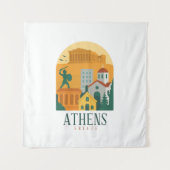 Vintage Athens Greece Parthenon Travel Wall Art タペストリー (正面)