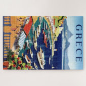 Vintage Athens Greece Travel Illustration Art ジグソーパズル (横)