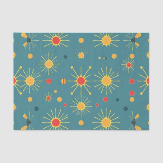 Vintage Atomic Burst Teal Pattern 薄葉紙 (正面)