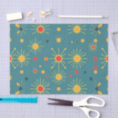 Vintage Atomic Burst Teal Pattern 薄葉紙 (クラフト)