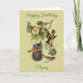 Vintage Audubon Bird Oriole Personalized Birthday カード (正面)