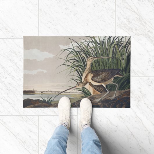 Vintage Audubon Long-billed Curlew Bird Art ドアマット (室内)