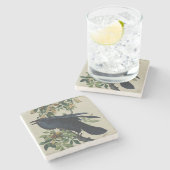 Vintage Audubon Raven Bird Nature Art ストーンコースター (横)