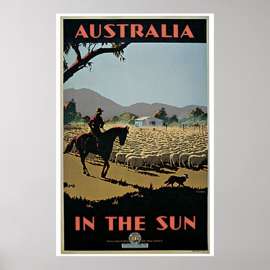 Vintage Australia in the Sun Travel Poster ポスター (正面)