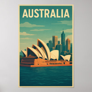Vintage Australia Sydney Opera House ポスター