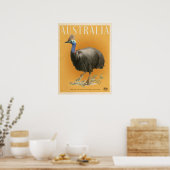 Vintage Australian Cassowary travel poster ポスター (キッチン)