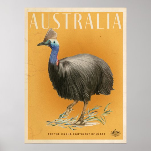 Vintage Australian Cassowary travel poster ポスター (正面)