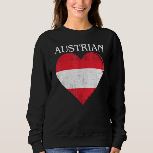 Vintage Austria Flag Heart For Austrian スウェットシャツ (正面)