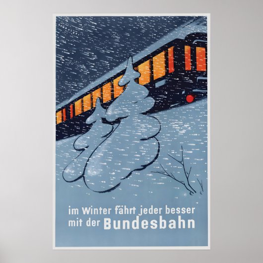 Vintage Austrian Railways Winter Travel Poster ポスター (正面)