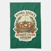 Vintage Authentic Italian Lasagna Label キッチンタオル (縦)