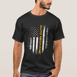 Vintage Auto Mechanic With American Flag Cool Tシャツ