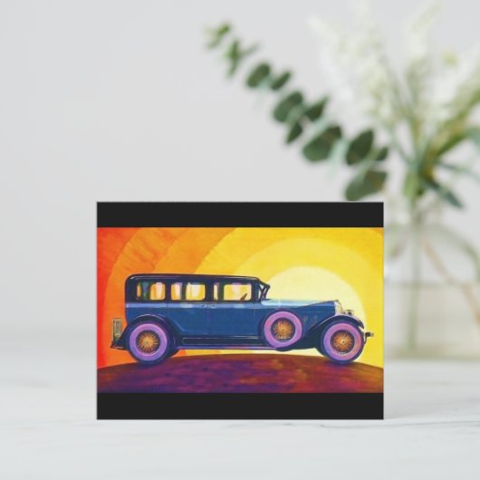 Vintage Automobile Rainbow Sunset ポストカード (スタンド正面)