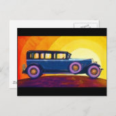 Vintage Automobile Rainbow Sunset ポストカード (正面/裏面)