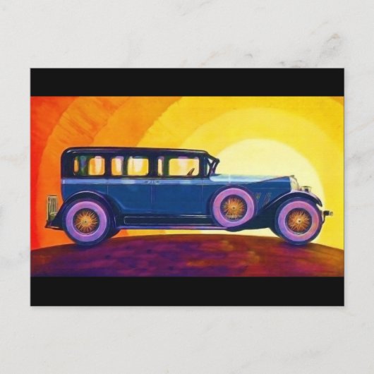 Vintage Automobile Rainbow Sunset ポストカード (正面)