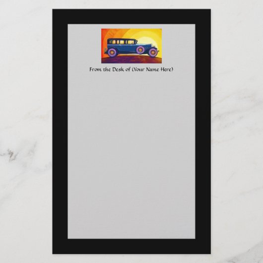 Vintage Automobile Rainbow Sunset 便箋 (正面)