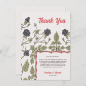 Vintage Autumn Blackberries Thank You サンキューカード (正面/裏面)