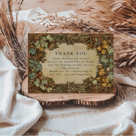 Vintage Autumn Botanical Wedding サンキューカード