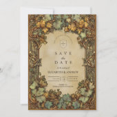 Vintage Autumn Botanical Wedding セーブザデート (正面)