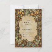 Vintage Autumn Botanical Wedding 出欠カード (正面)