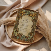 Vintage Autumn Botanical Wedding 出欠カード