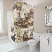 Vintage Autumn Collage | Rustic Sepia Ephemera シャワーカーテン (インサイチュ)