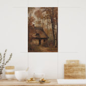 Vintage Autumn Cottage Landscape Printable Art ポスター (キッチン)