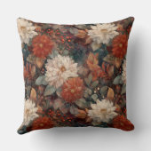 Vintage Autumn Dahlia Floral Pattern Cushion クッション (裏面)