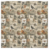 Vintage Autumn Ephemera Collage | Rustic Birds (2) ファブリック (見本)
