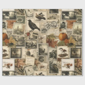 Vintage Autumn Ephemera Collage | Rustic Birds (2) ラッピングペーパー (フラット)