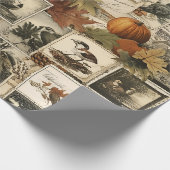 Vintage Autumn Ephemera Collage | Rustic Birds (2) ラッピングペーパー (角)