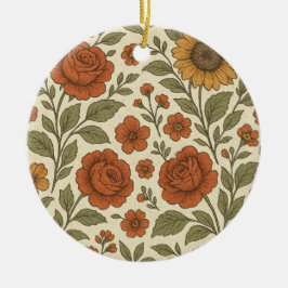 Vintage Autumn Floral Pattern – Rustic Botanical セラミックオーナメント