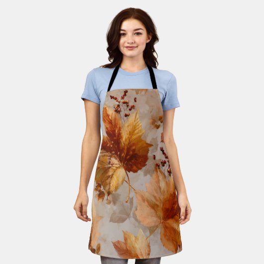 Vintage Autumn leaves  エプロン (着用した状態)