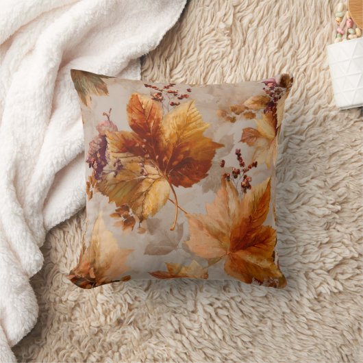 Vintage Autumn leaves  クッション (ブランケット)