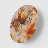 Vintage Autumn leaves  ラウンド壁時計 (傾斜)